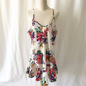Vintage California Dynasty floral peplum slip L